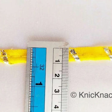 Yellow And Gold Stripes Piping Cord Trim, Approx. 8 mm wide, One Yard Trim